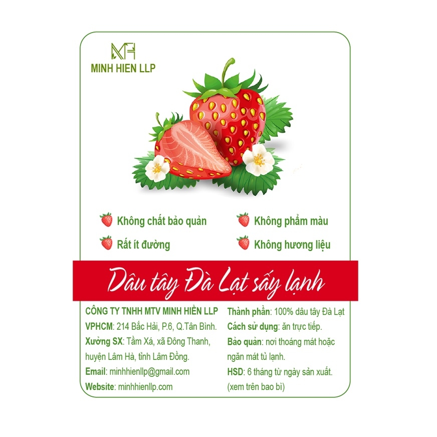 Dâu tây dẻo sấy lạnh (5% đường).