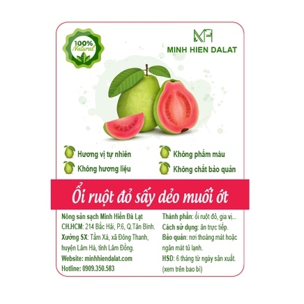 Ổi ruột đỏ (ổi hồng) sấy dẻo muối ớt 5% đường