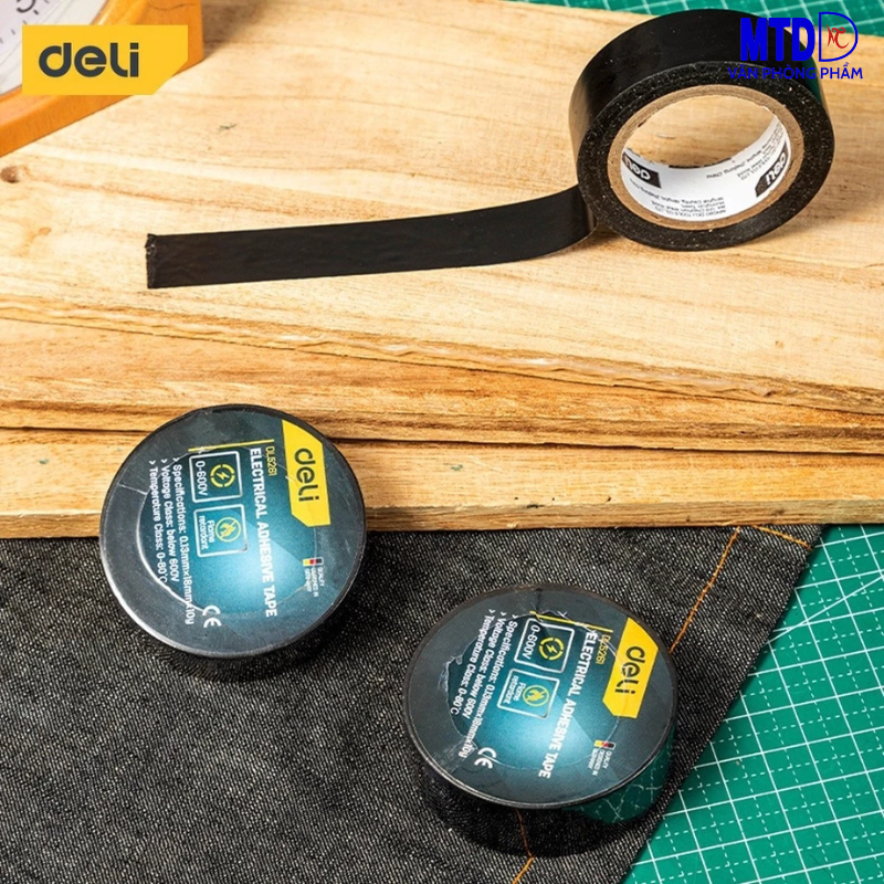 Băng Dính Cách Điện DELI màu đen - Chất Liệu Chống Cháy Hiệu Quả Bọc Dây Điện, Mối Nối