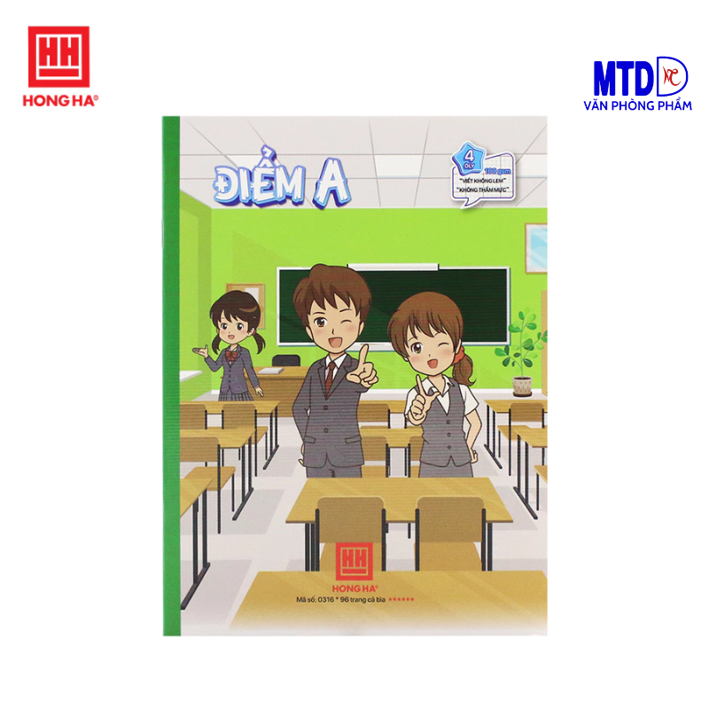 Tập/Vở học sinh Hồng Hà Class Điểm A 4 ô ly vuông, 96 trang , ĐL: 100gsm -phù hợp Miền Trung-Miền Nam
