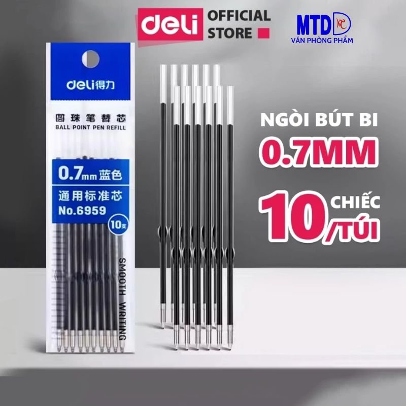 Bút Bi Bấm màu xanh 0.7 mm - Deli EQ41 - Màu Xanh ( thân bút nhiều màu giao ngẫu nhiên)