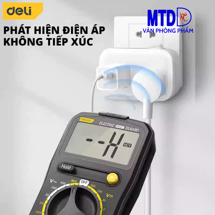 Đồng hồ vạn năng Deli Kẹp Ampe chính hãng -Màn hình LED kỹ thuật số - Phạm vi đo 600V-DL8490