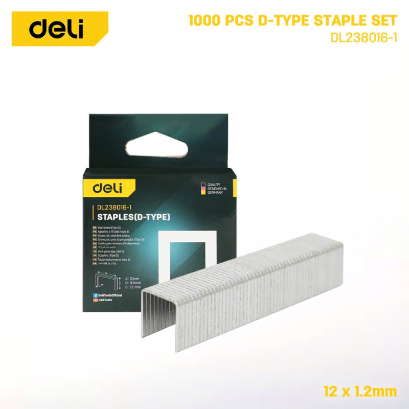 Đinh  ghim D E  dày 1.2 mm dùng cho súng bắn ghim - Deli  (1000 cái/hộp)