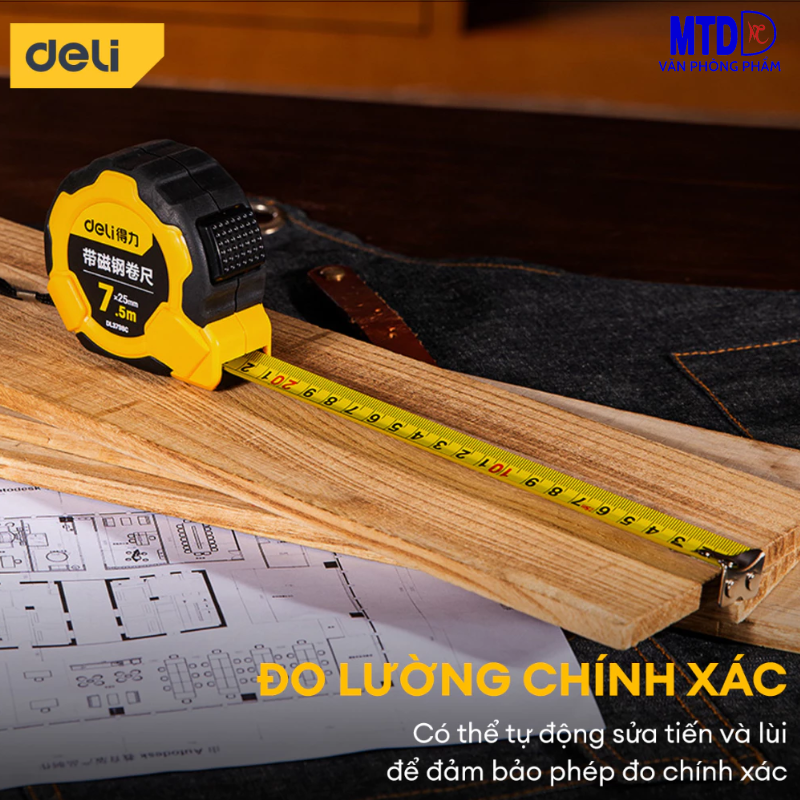 Thước cuộn thép  chất lượng cao 5mx25mm/7.5mx25mm EDL3797Y/3798Y Deli