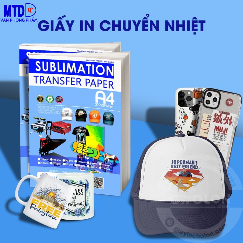 Giấy in màu(giấy thuốc)/chuyển nhiệt Sublimation A4 - 1 mặt/2 mặt - 110gsm/120gsm/140gsm/đế hồng
