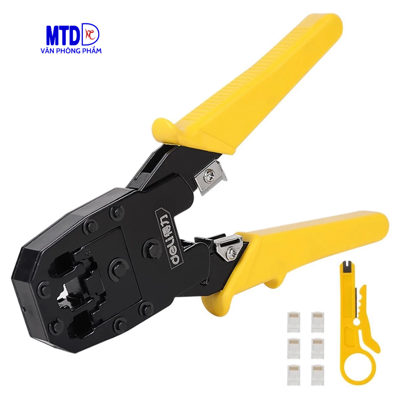 Kìm Bấm Dây Mạng 4/6/8P Deli Cao Cấp Chính Hãng - Thép không gỉ - Sử Dụng Đa Năng, Tiện Dụng - EDL2468