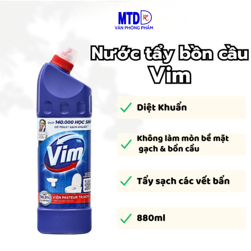 Nước tẩy bồn cầu, nhà vệ sinh Vim 880ml/Zero 750ml diệt khuẩn -chính hãng Unilever
