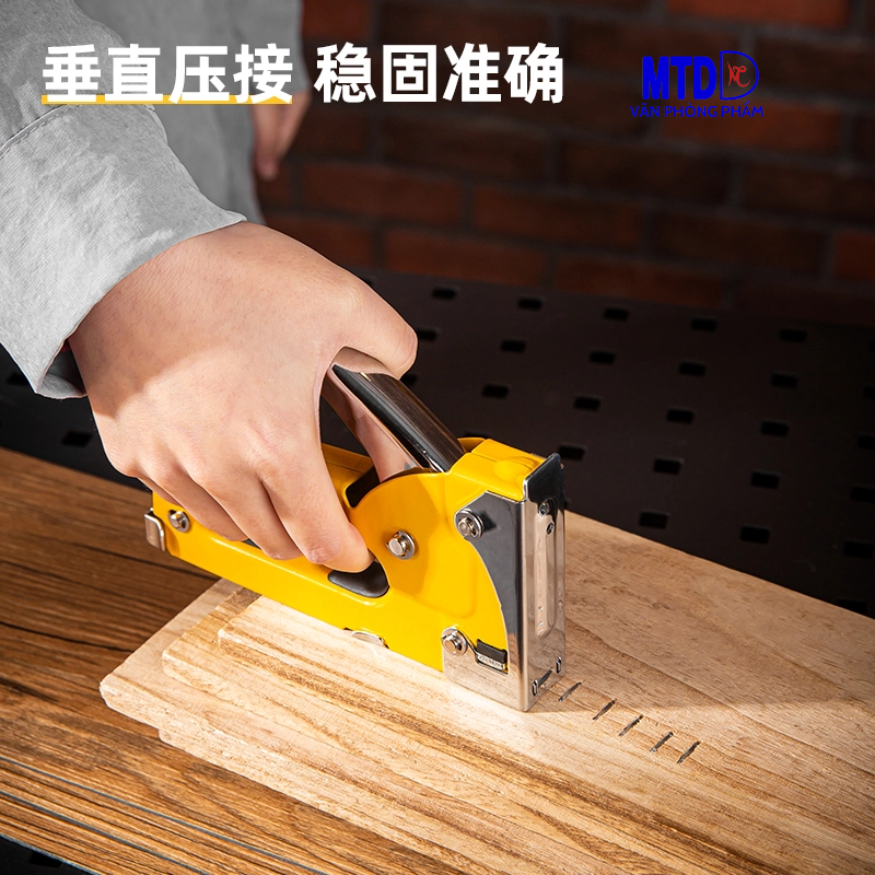 Dụng cụ (Súng) bắn ghim 4 - 8mm Deli 238001 dùng trong công xưởng  gỗ, nội thất, sử dụng  đinh  ghim  U có độ dày 0.7mm