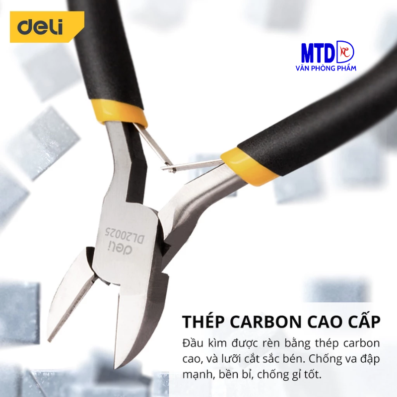 Kìm Cắt Dây Điện Mini Deli - Kềm Chất Liệu Thép Carbon Cao Cấp Chống Mòn Gỉ, Dài 125mm Nhỏ Gọn DL20025