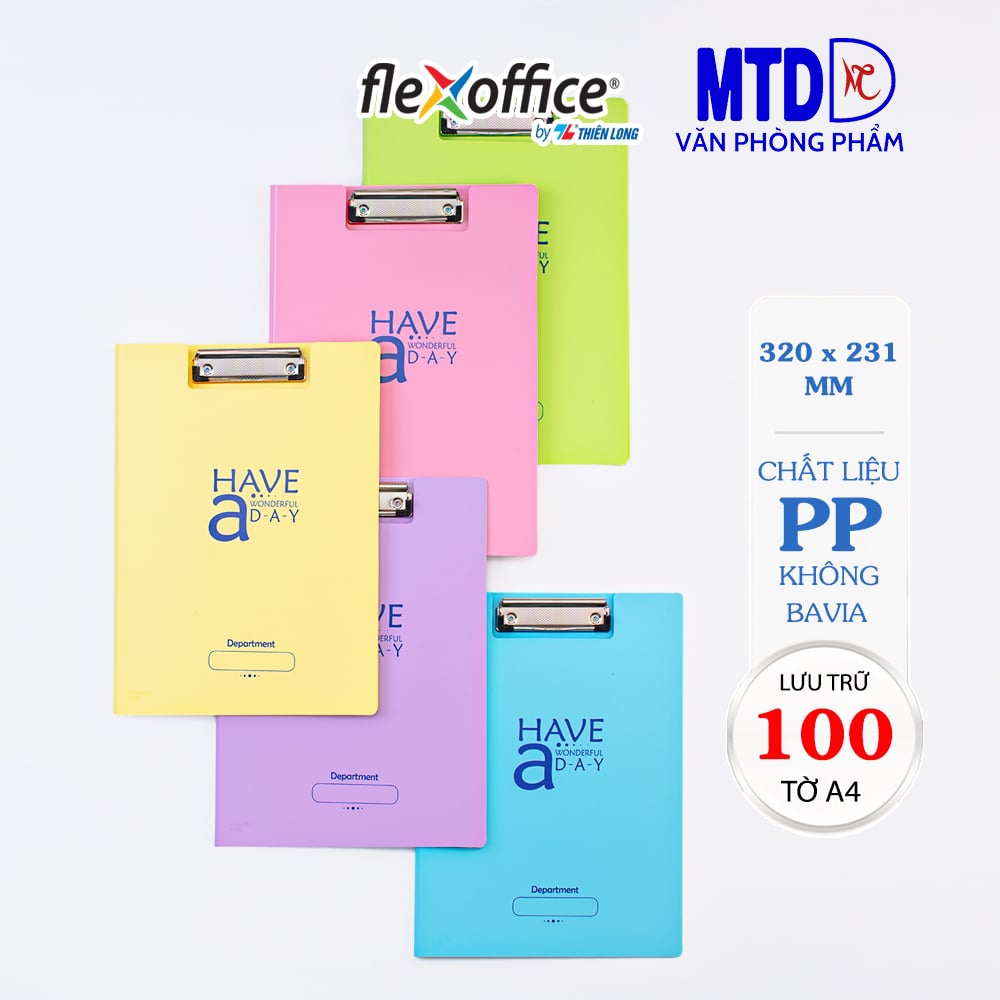 Bìa trình ký kép nhựa A4 Thiên Long FO-CB03 xanh