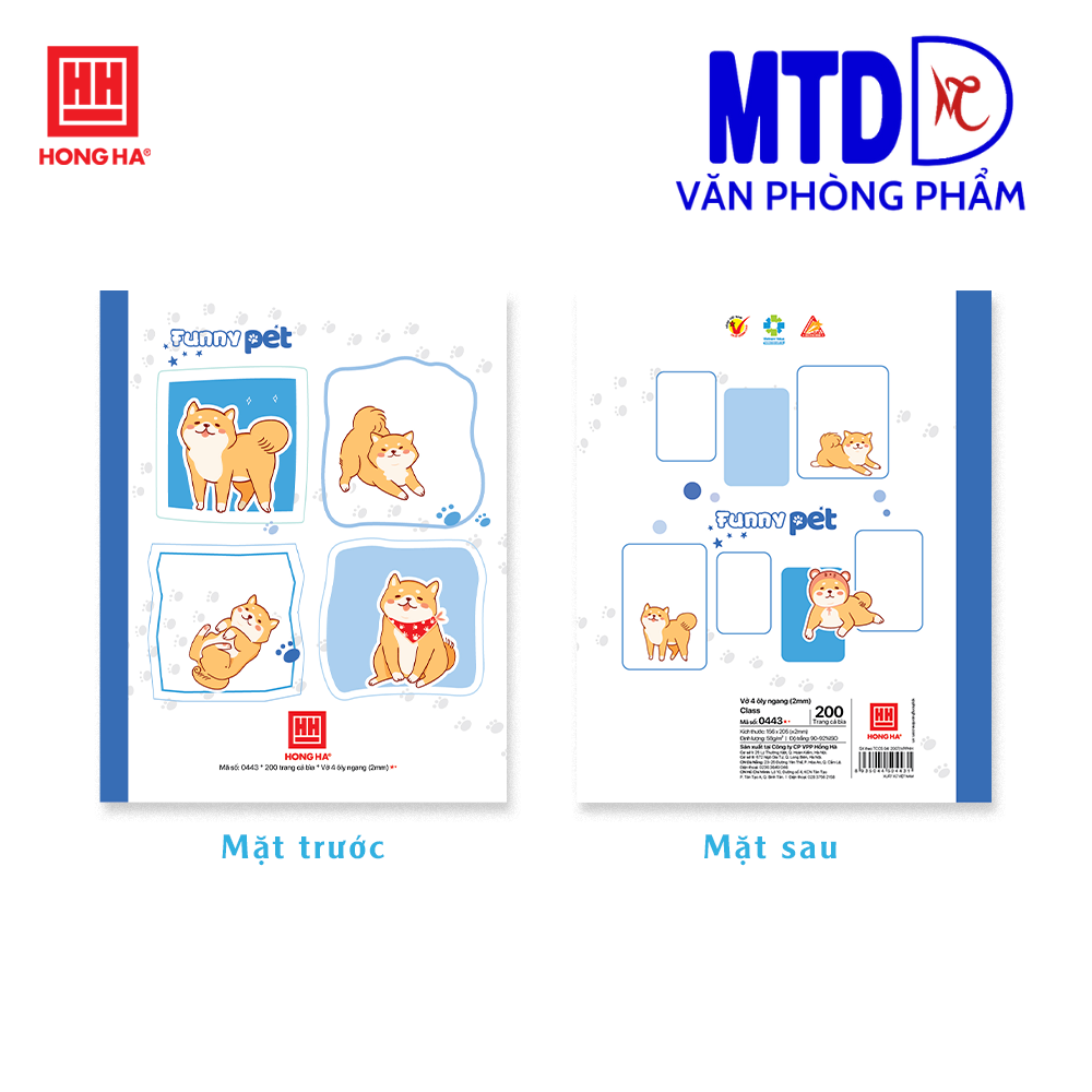 0443-Vở Class Funny Pet, 4 ô ly ngang, 200 trang