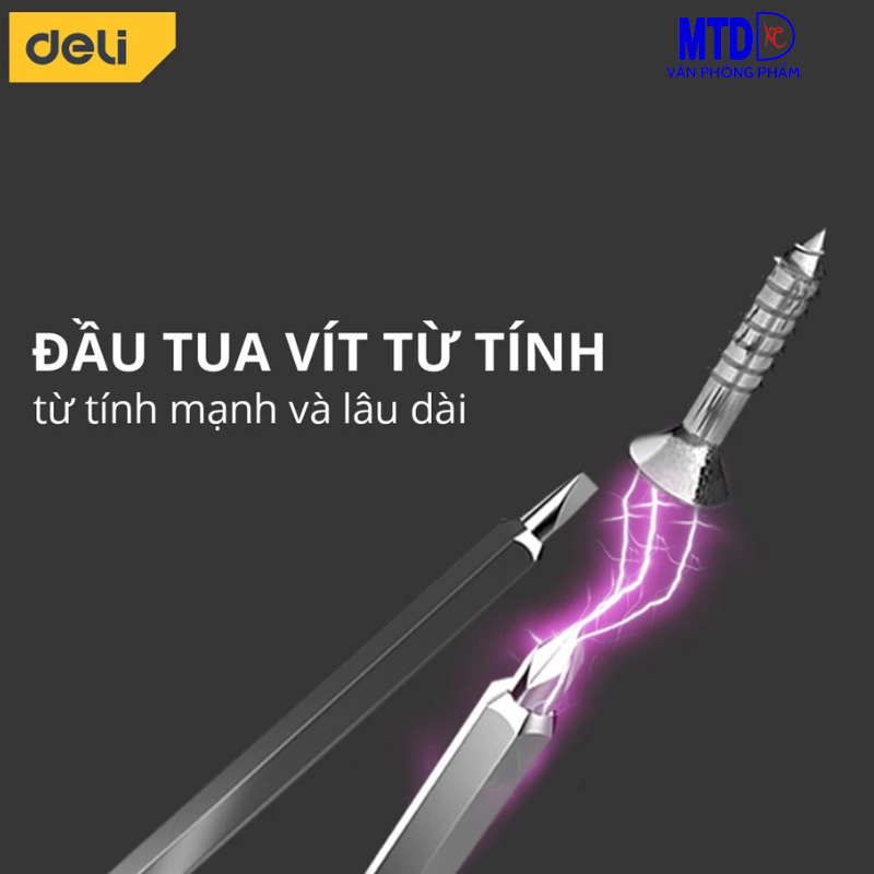 Tua Vít Đa Năng 2 Đầu Deli -HÀNG CHÍNH HÃNG- Đầu Vít Từ Tính PH1 và 5mm - Chất Liệu Thép CR-V Siêu Bền Chống Mòn, Gỉ