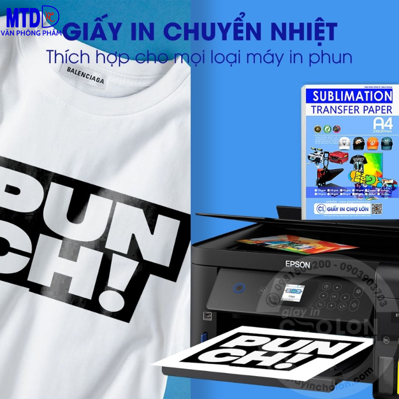 Giấy in màu(giấy thuốc)/chuyển nhiệt Sublimation A4 - 1 mặt/2 mặt - 110gsm/120gsm/140gsm/đế hồng