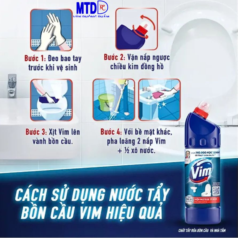 Nước tẩy bồn cầu, nhà vệ sinh Vim 880ml/Zero 750ml diệt khuẩn -chính hãng Unilever