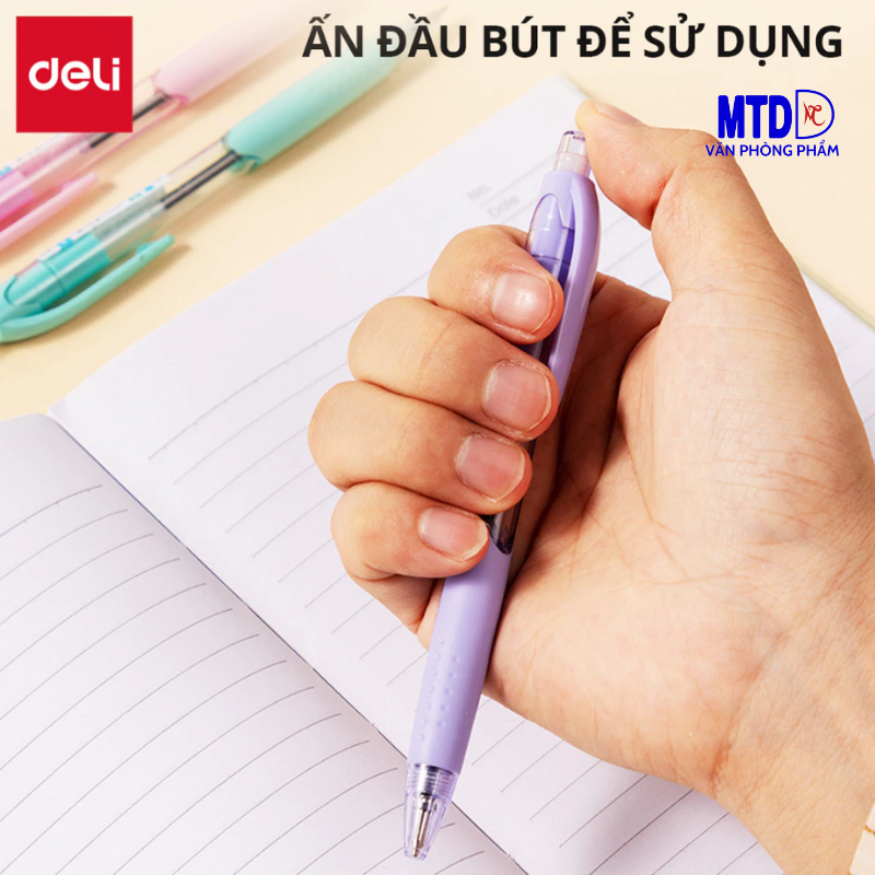 Bút Bi Bấm màu xanh 0.7 mm - Deli EQ41 - Màu Xanh ( thân bút nhiều màu giao ngẫu nhiên)