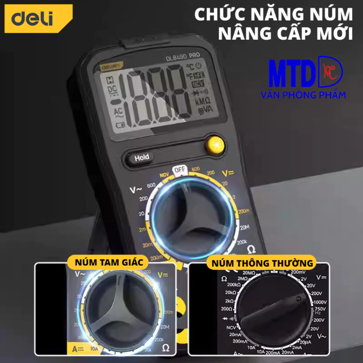 Đồng hồ vạn năng Deli Kẹp Ampe chính hãng -Màn hình LED kỹ thuật số - Phạm vi đo 600V-DL8490
