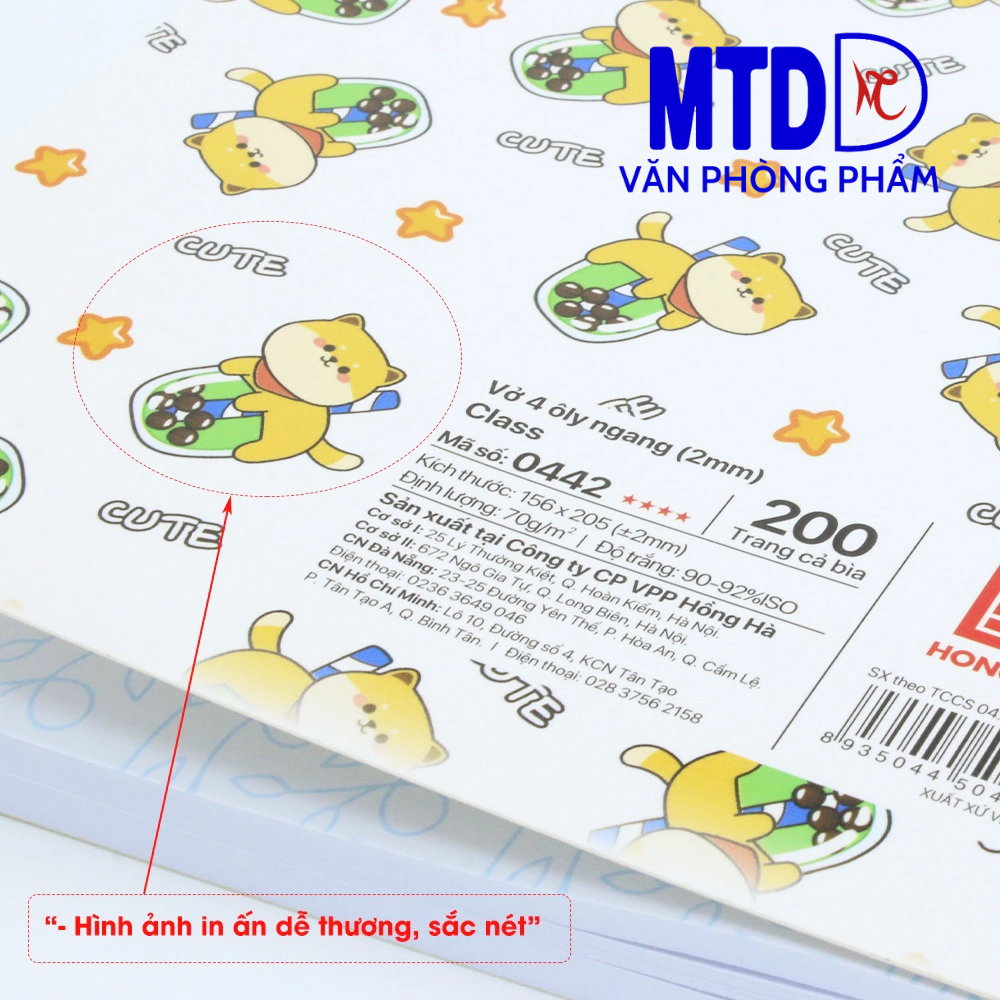 Vở  Hồng Hà -Class , 4 ly ngang, 200 trang