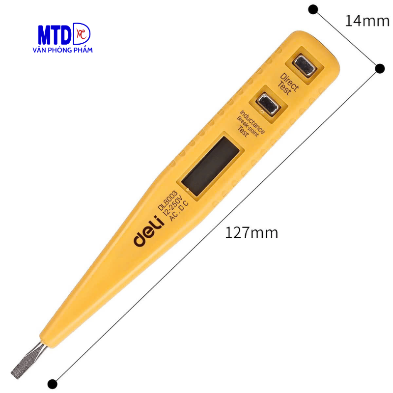 Bút/Vít thử điện kỹ thuật 12-250V chất lượng cao Deli 8003, thiết kế nhỏ gọn , đẹp mắt