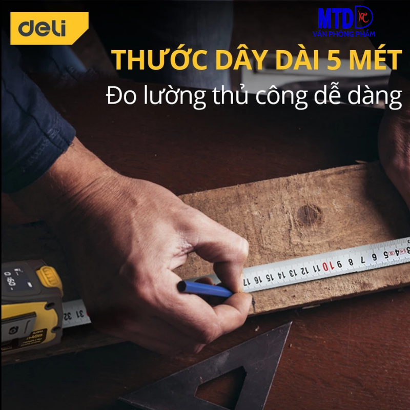 Thước Đo Khoảng Cách Laser Kết Hợp Thước Dây Thép Deli - Đo Laser 30m, Đo Thủ Công 5m - Màn Hình LED Hiển Thị Chính Xác-DL4172