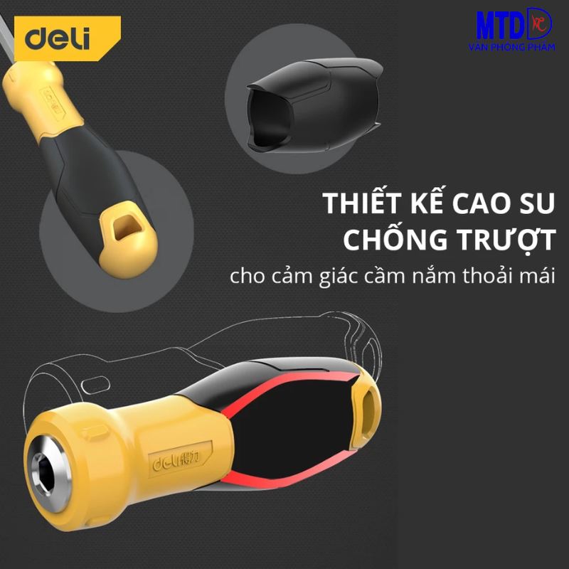 Tua Vít Đa Năng 2 Đầu Deli -HÀNG CHÍNH HÃNG- Đầu Vít Từ Tính PH1 và 5mm - Chất Liệu Thép CR-V Siêu Bền Chống Mòn, Gỉ