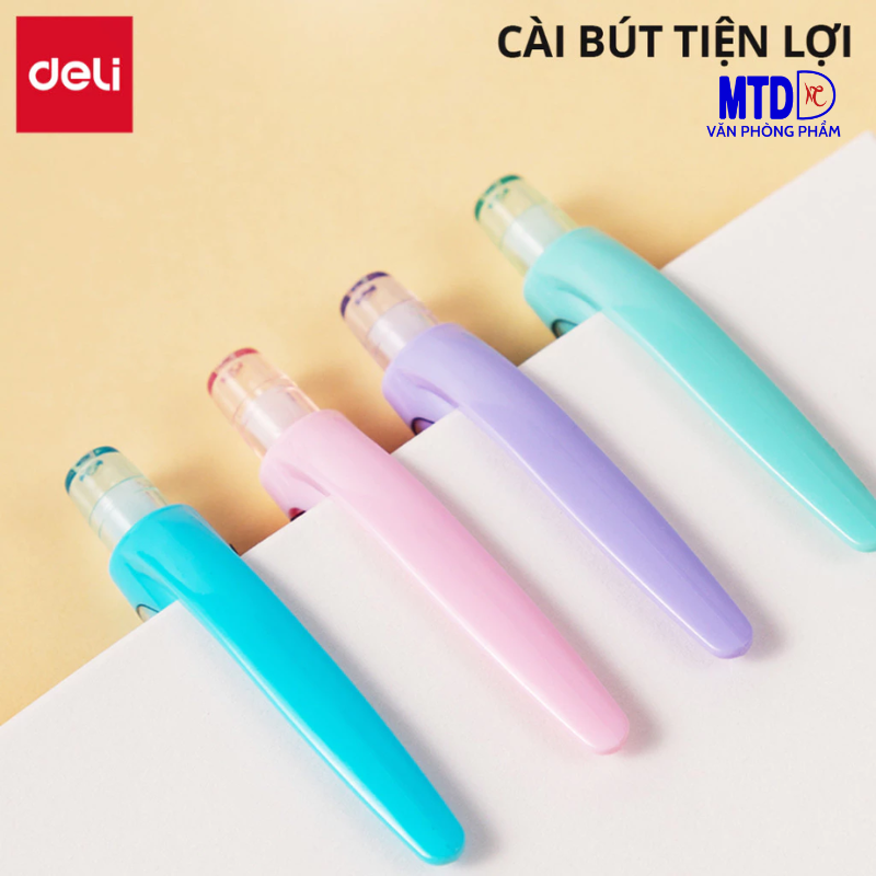 Bút Bi Bấm màu xanh 0.7 mm - Deli EQ41 - Màu Xanh ( thân bút nhiều màu giao ngẫu nhiên)