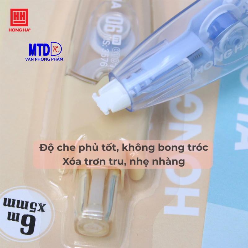 Băng xóa bấm Hồng Hà  3576 -CT-01 , 6m x 5mm,  cơ chế bấm tiện lợi phù hợp học sinh, sinh viên , văn phòng