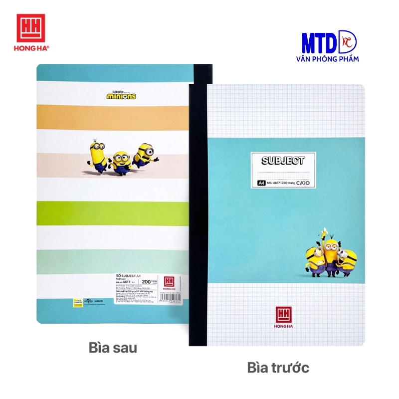 Sổ bìa bồi caro A4 200 trang Hồng Hà Subject - 4617, phù hợp cho  giáo viên , nhân viên văn phòng