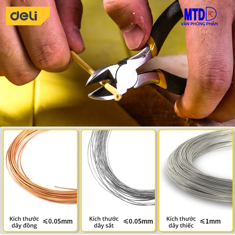 Kìm Cắt Dây Điện Mini Deli - Kềm Chất Liệu Thép Carbon Cao Cấp Chống Mòn Gỉ, Dài 125mm Nhỏ Gọn DL20025