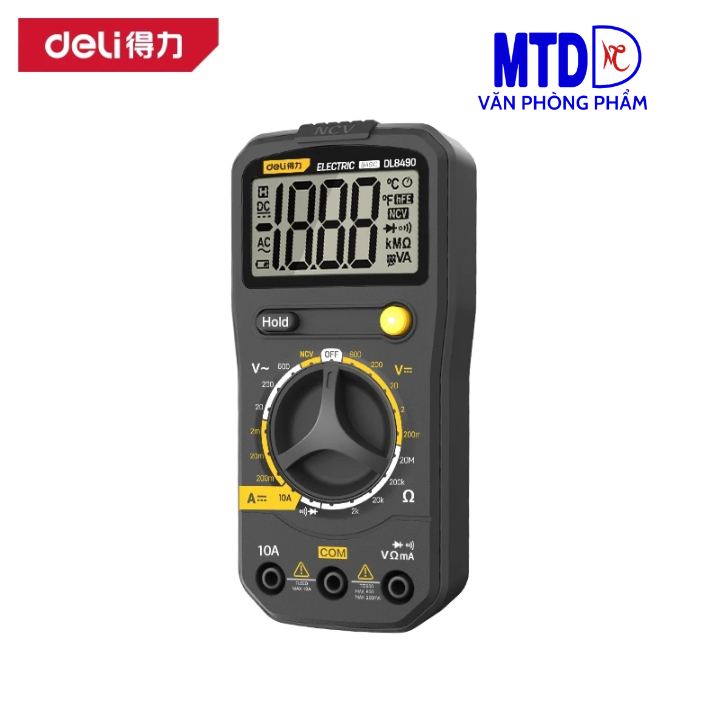 Đồng hồ vạn năng Deli Kẹp Ampe chính hãng -Màn hình LED kỹ thuật số - Phạm vi đo 600V-DL8490