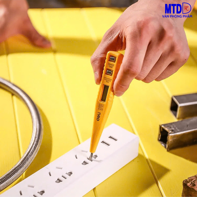 Bút/Vít thử điện kỹ thuật 12-250V chất lượng cao Deli 8003, thiết kế nhỏ gọn , đẹp mắt