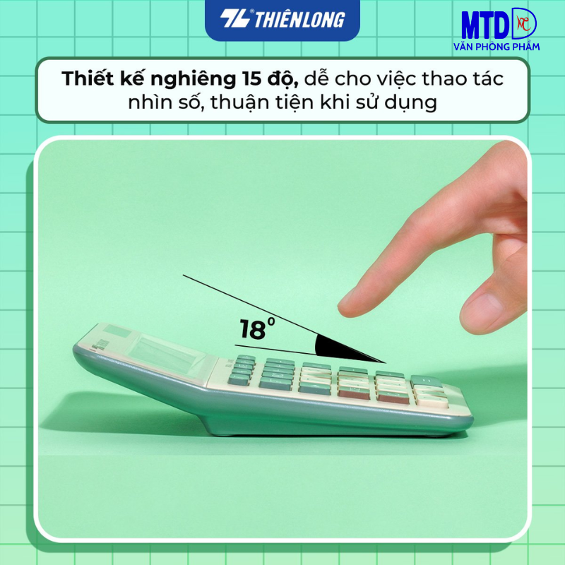 Máy tính cầm tay văn phòng Thiên Long Flexio CAL-010 :sử dụng pin và năng lượng mặt trời- màu đen