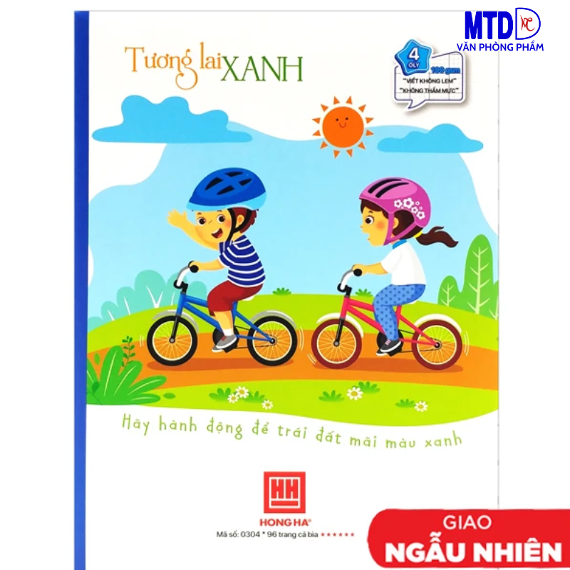 Tập/Vở học sinh  4 ô ly  vuông, 96 trang Hồng Hà Class Tương Lai Xanh - 0304,ĐL: 100gsm