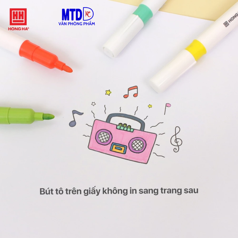 Bút lông màu Acrylic  12 màu 1 đầu/2 đầu -8142/8145  Hồng Hà có thể viết trên nhiều chất liệu khác nhau dùng trong trang trí, hội họa