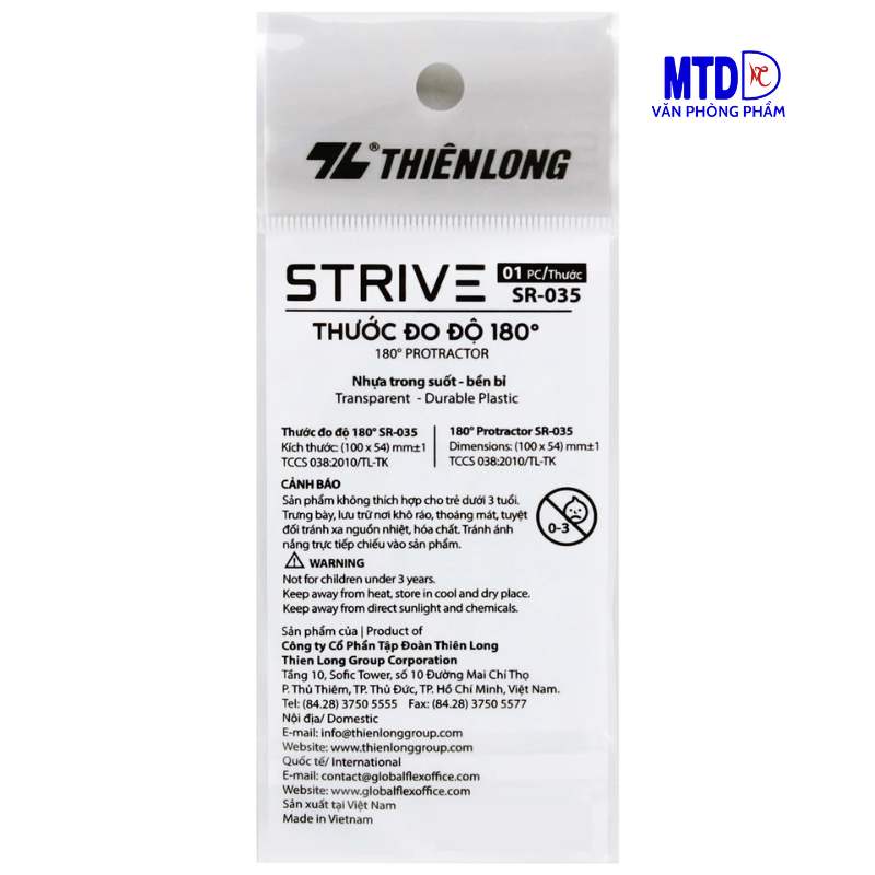 Thươc đo độ 180º Strive Thiên Long SR-035