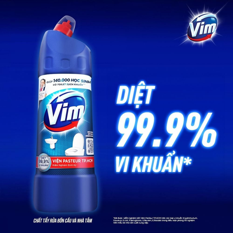 Nước tẩy bồn cầu, nhà vệ sinh Vim 880ml/Zero 750ml diệt khuẩn -chính hãng Unilever