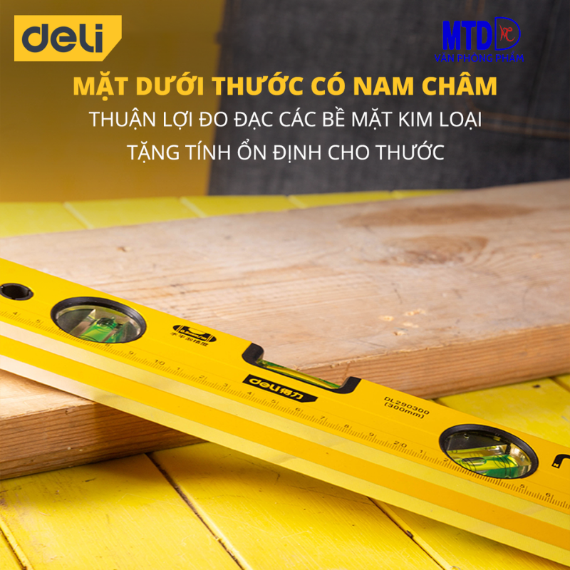 Thước Thủy Deli Cao Cấp Chính Hãng - Chất Liệu Hợp Kim Nhôm Siêu Bền, Chính Xác Tuyệt Đối, Tiện Dụng