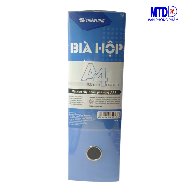 Bìa Hộp PP 100mm A4 Flexoffice FO-BF03 - Xanh Dương đựng hồ sơ