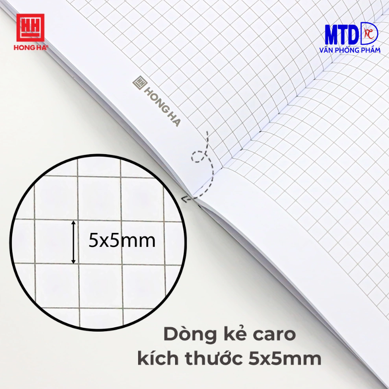 Sổ bìa bồi caro A4 200 trang Hồng Hà Subject - 4617, phù hợp cho  giáo viên , nhân viên văn phòng
