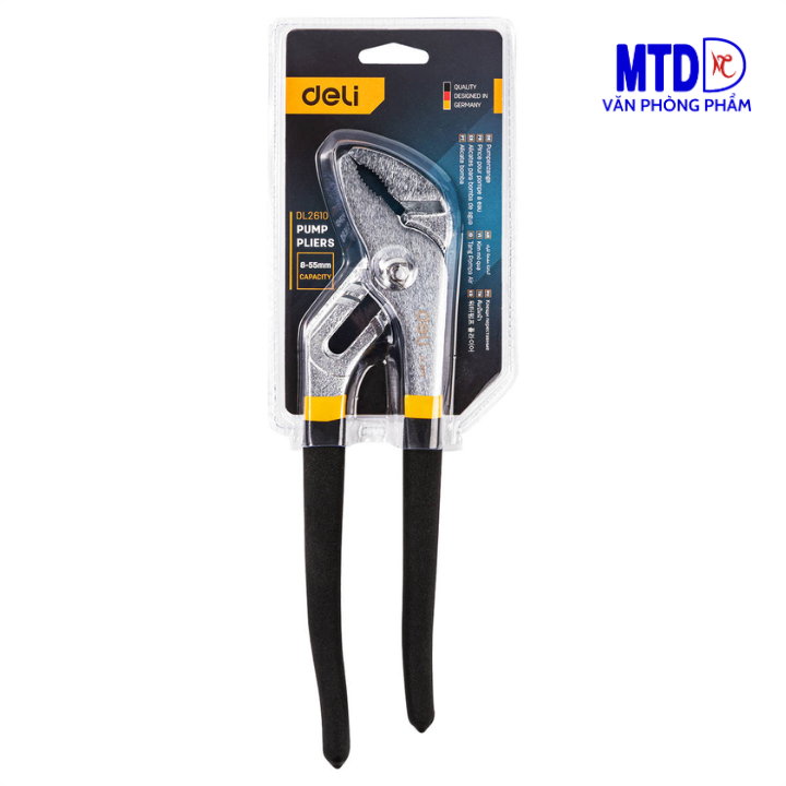 Kìm mỏ quạ 10″ 250mm - DELI - Giúp Giữ, Kẹp, Cắt Vật Dụng, Dành Cho Thợ Điện Nước Chuyên Nghiệp - DL2610