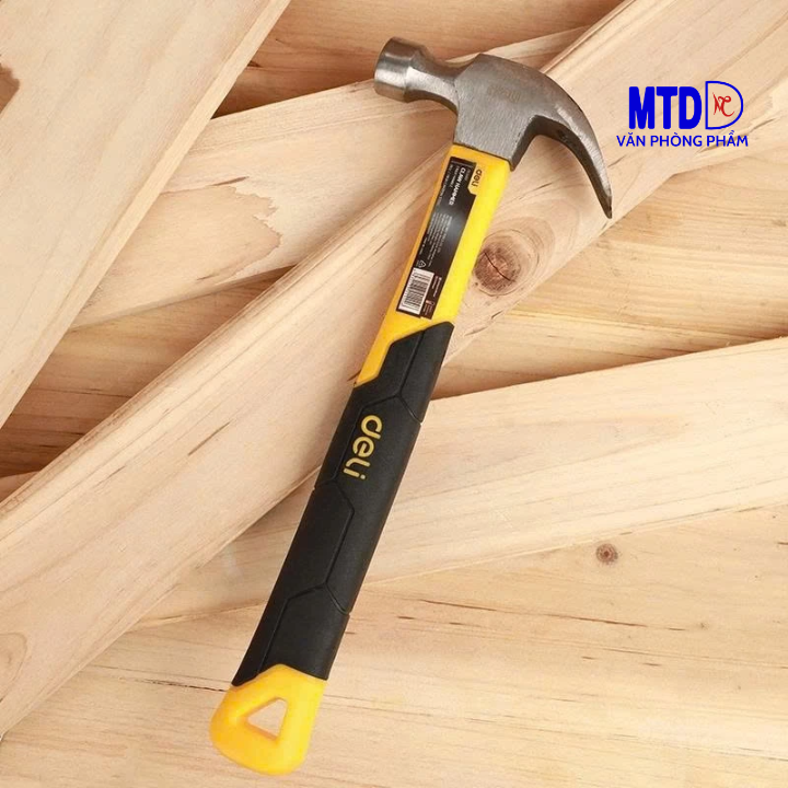 Búa Nhổ Đinh Deli 0.25kg (DL 5001), 0.5kg (DL 5027Y), 0.75kg (Dl 5003) - Thép Carbon Cao Cấp, Cán Nhựa Chống Trượt. Đầu búa chống xốc, được xử lý nhiệt
