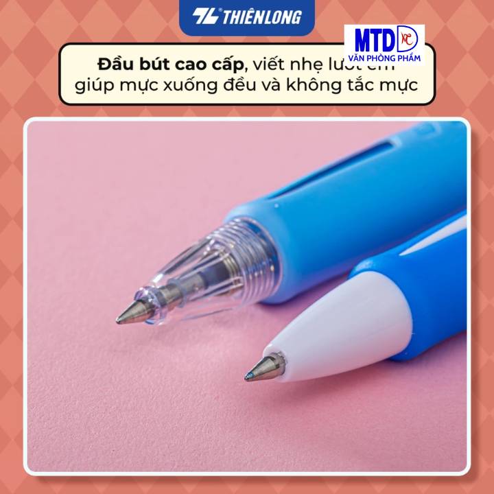 Bút gel Thiên Long GEL-129/PLUS, thân 2 màu trong & đục, thiết kế cải tiến, ngòi 0.5mm trơn êm (màu xanh)