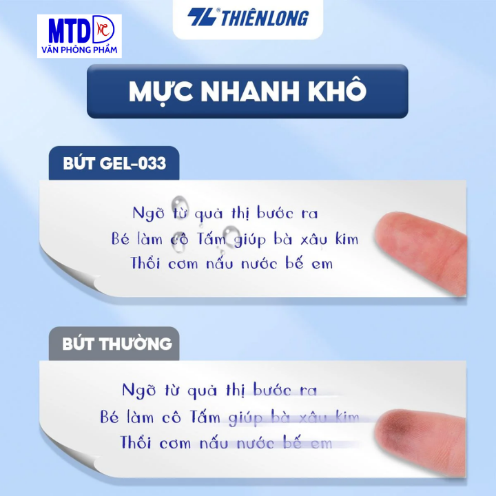 Bút gel Quick Dry Thiên Long GEL-033 - Mực khô siêu nhanh