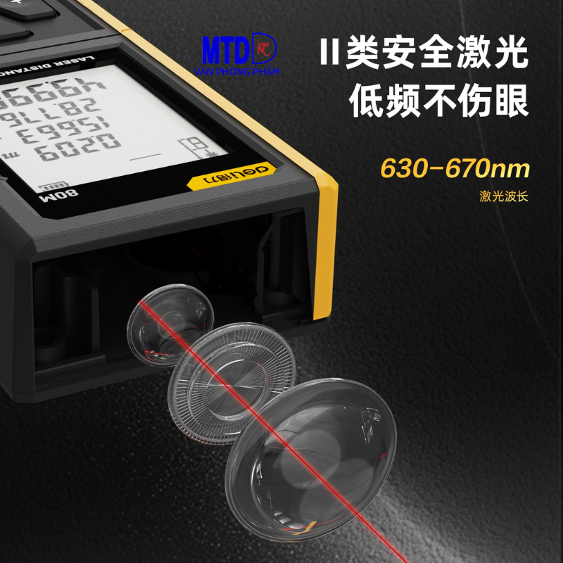Thước Đo Khoảng Cách Laser 80m Deli Máy Chính Hãng Đa Năng Sử Dụng Từ Xa Chính Xác Bỏ Túi Nhỏ Gọn