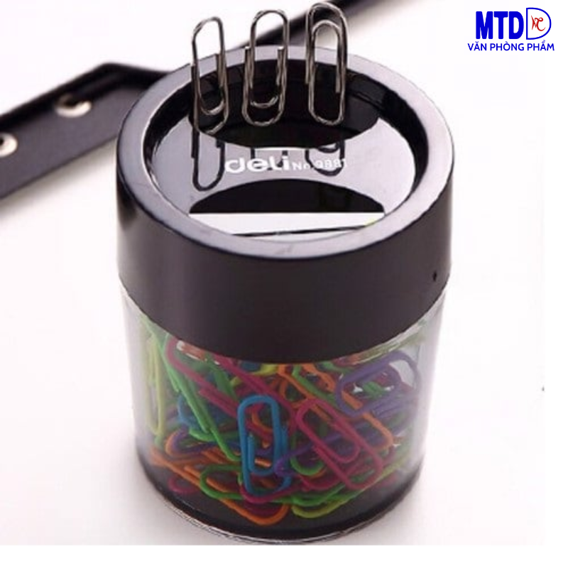 Hộp Đựng ghim,  nắp có nam châm hút dính Deli 9881 ( giao màu ngẫu nhiên)