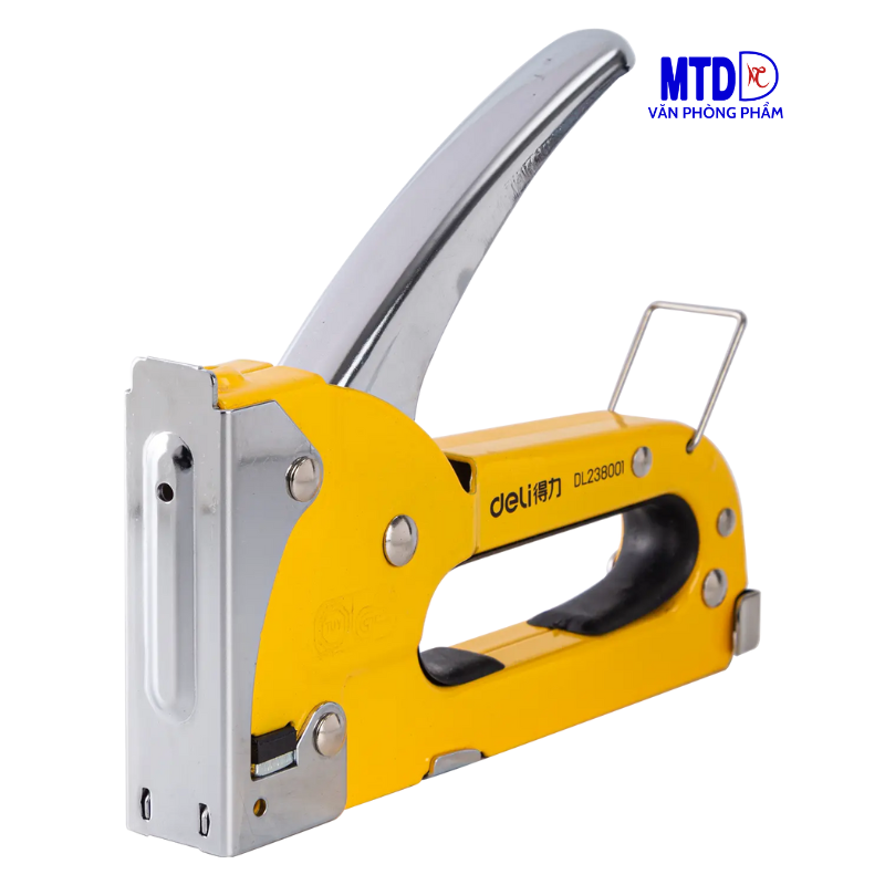 Dụng cụ (Súng) bắn ghim 4 - 8mm Deli 238001 dùng trong công xưởng  gỗ, nội thất, sử dụng  đinh  ghim  U có độ dày 0.7mm