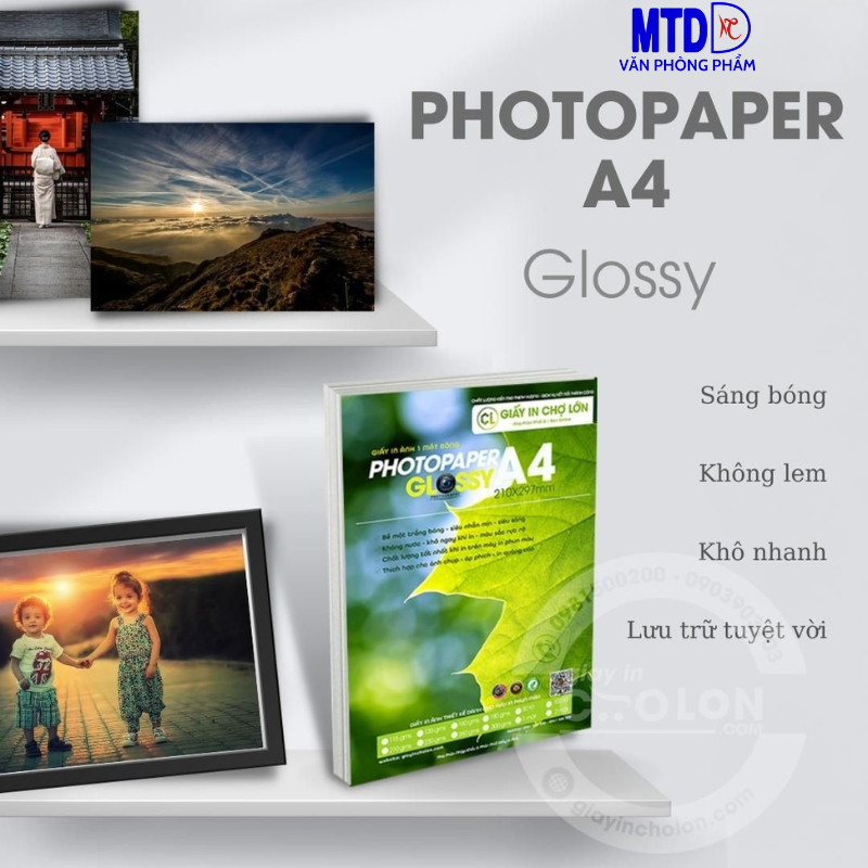 Giấy in ảnh 1 mặt  A4 135/160/180/230