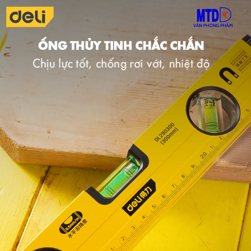 Thước Thủy Deli Cao Cấp Chính Hãng - Chất Liệu Hợp Kim Nhôm Siêu Bền, Chính Xác Tuyệt Đối, Tiện Dụng