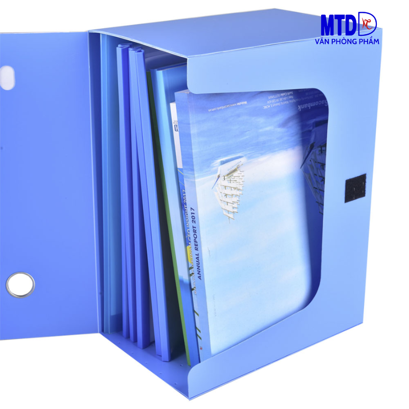 Bìa Hộp PP 100mm A4 Flexoffice FO-BF03 - Xanh Dương đựng hồ sơ