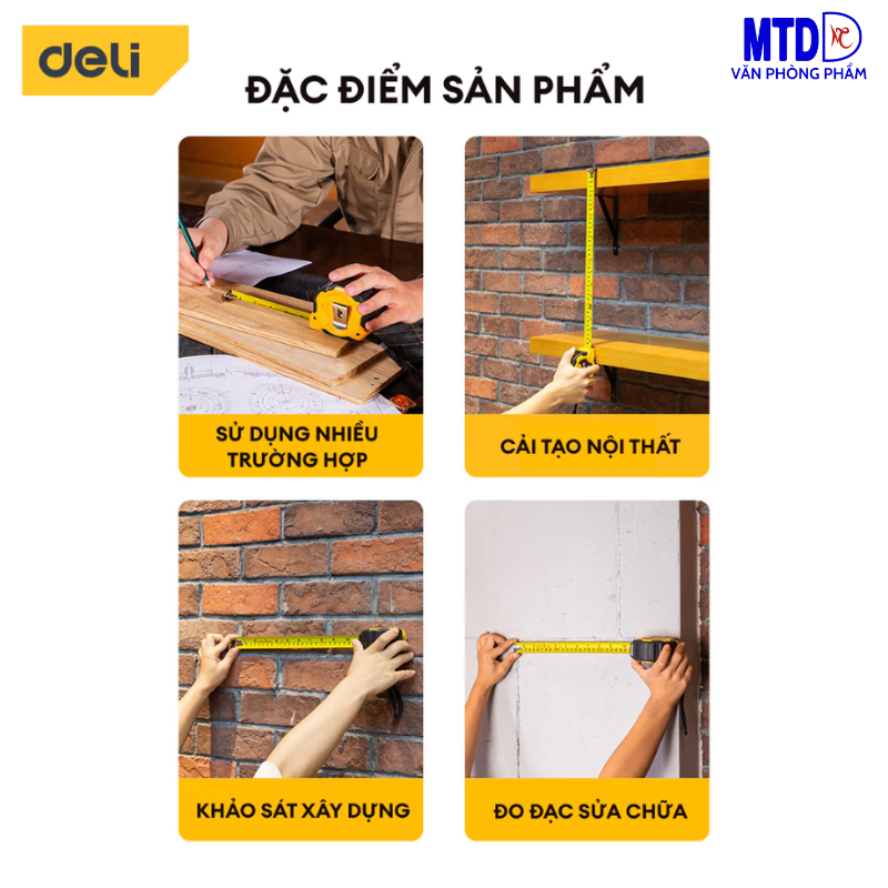Thước cuộn thép  chất lượng cao 5mx25mm/7.5mx25mm EDL3797Y/3798Y Deli