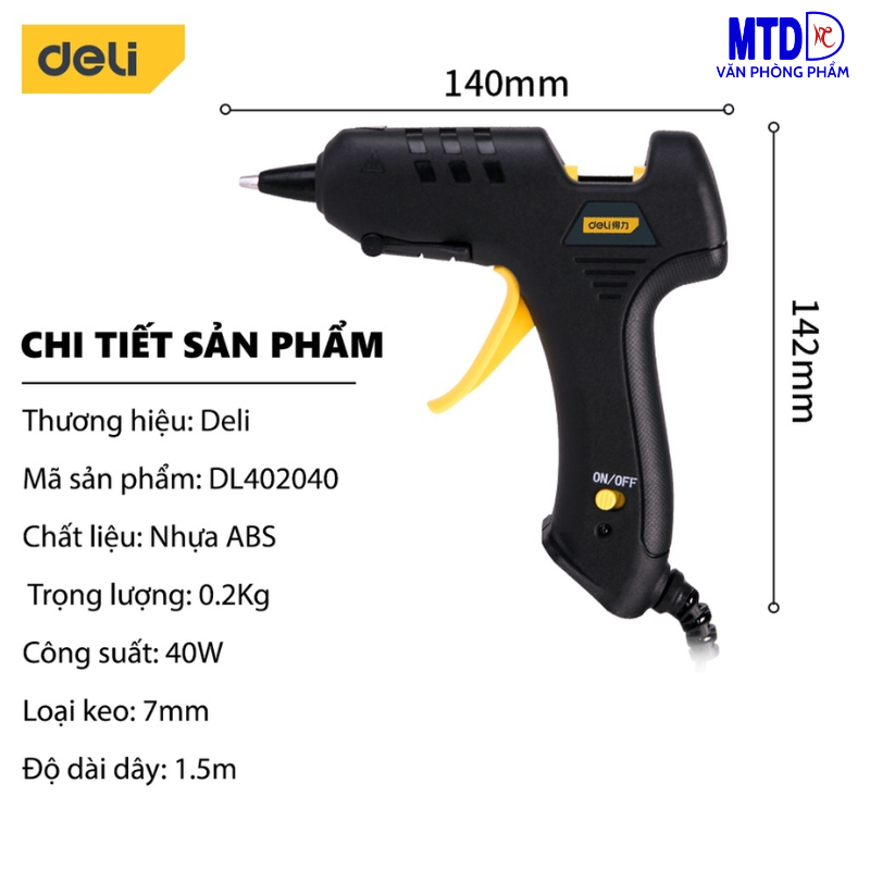 Súng Bắn Keo DELI Cao Cấp Chính Hãng Công Suất 20W/40W Nhỏ Gọn, An Toàn Sử Dụng